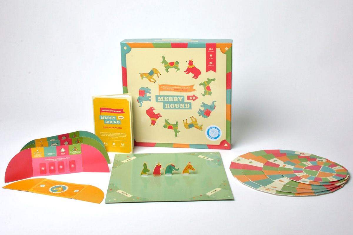 Opened toy packaging for a board game