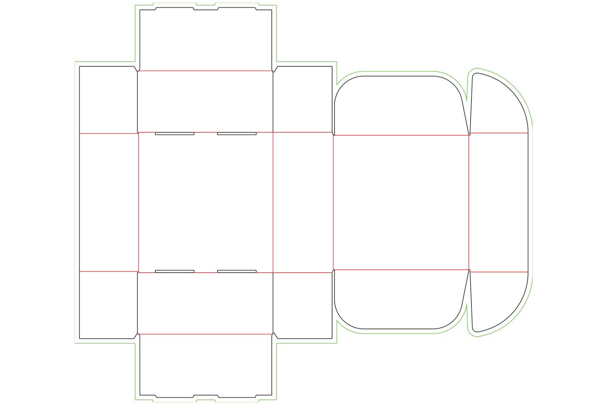 Dieline for Roll End Front Tuck box to illustrate reft boxes insider tips.